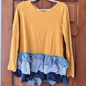 Matilda Jane Weekend Vibes Ruffle Tunic Women’s Medium Mustard Yellow Shirt Top